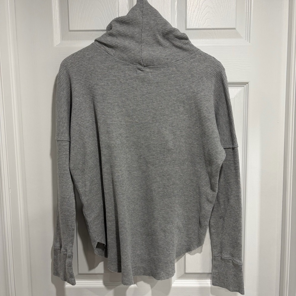 2/$25 TNA Gray Waffle Knit Long Sleeve Shirt with Turtleneck Drop Shoulder - Picture 6 of 8